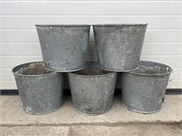 5 galvanized planter pails