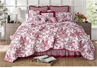 Toile Garden Cotton Bedspread Queen