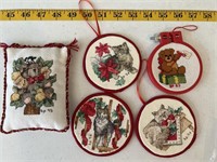 5 Cross-stitch ornaments