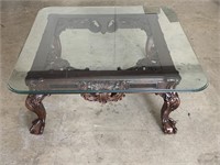 Fine Ball & Claw Carved Table w/ Glass Top