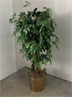 Tall Artificial Plant w/ Brass Planter