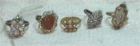 (5) Vintage Nice Costume/Fashion Rings Nice