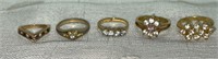 (5) Vintage Costume/Fashion Rings: Clear