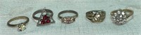 (5) Vintage Costume/Fashion Rings