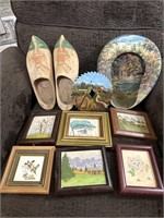HAND PAINTED DECOR AND VINTAGE WOODEN DUTCH SHOES