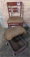 Vtg Metal Chair & Mobile Mechanic Seat/Creeper.