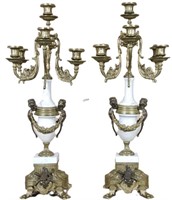 PAIR OF MARBLE AND GILT BRONZE MOUNTED CANDELABRA