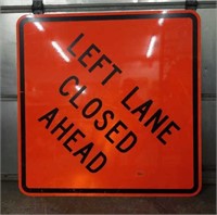 Large Left Lane Closed  Ahead Sign