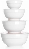 Ceramic Bowls with Lids, Set of 4, Microwave safe
