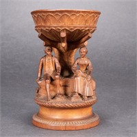19th c. French Figural Lotus Wood Bowl