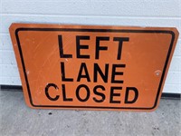 Left lane closed sign