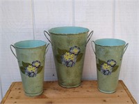 Set of 3 Metal Flower Buckets, Sturdy Heavy