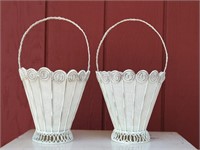 Set of 2 White Woven Metal Wire French Style