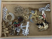 Small Box of Assorted Brooches