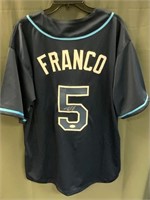 Autographed Wander Franco Navy Baseball Jersey
