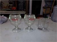 2-heavy Coors goblets and beer mug