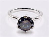 925S 2.0ct Rainbow Blue Moissanite Ring