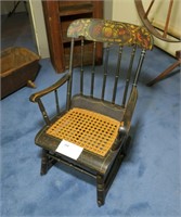 Early Child's Stenciled Cane Seat Rocker