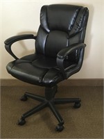 Black Leather Look Office Arm Chair