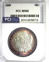 1889 Morgan PCI MS65 Blue Purple Rim