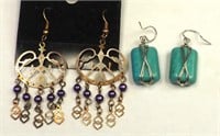 Artisan Turquoise/Wire & Vintage Beaded Earrings