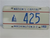 Vtg 1983 DC License Plate