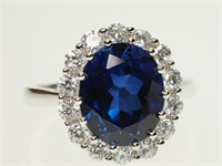 15V- Sterling Synthetic Sapphire & Cubic Zirconia