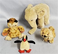 Early Stuffed Animal Lot w/ Steiff Owl/Penguin