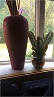 Large decorative vase/pot and decorative cactus
