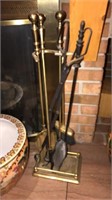 Brass fireplace set