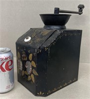 Toleware Coffee grinder, hand-painted