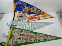 Lot of 4 Large Pennants - Chargers Bandits Black