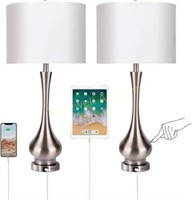 Set of 2 Nightstand Lamps  30 Tall  USB