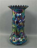 Fenton Purple Carnival Glass Heavy Iris Vase