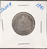 1891 Seated Liberty Quarter (90% Silver)