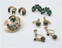 Vintage Green Gemstone Jewelry All Earrings Are