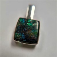 Sterling Silver Ammolite Fossil Necklace Pendant