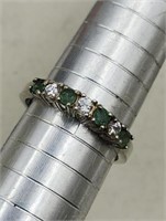 Sterling Emerald Gemstone Sz 8 Ring Signed Avon