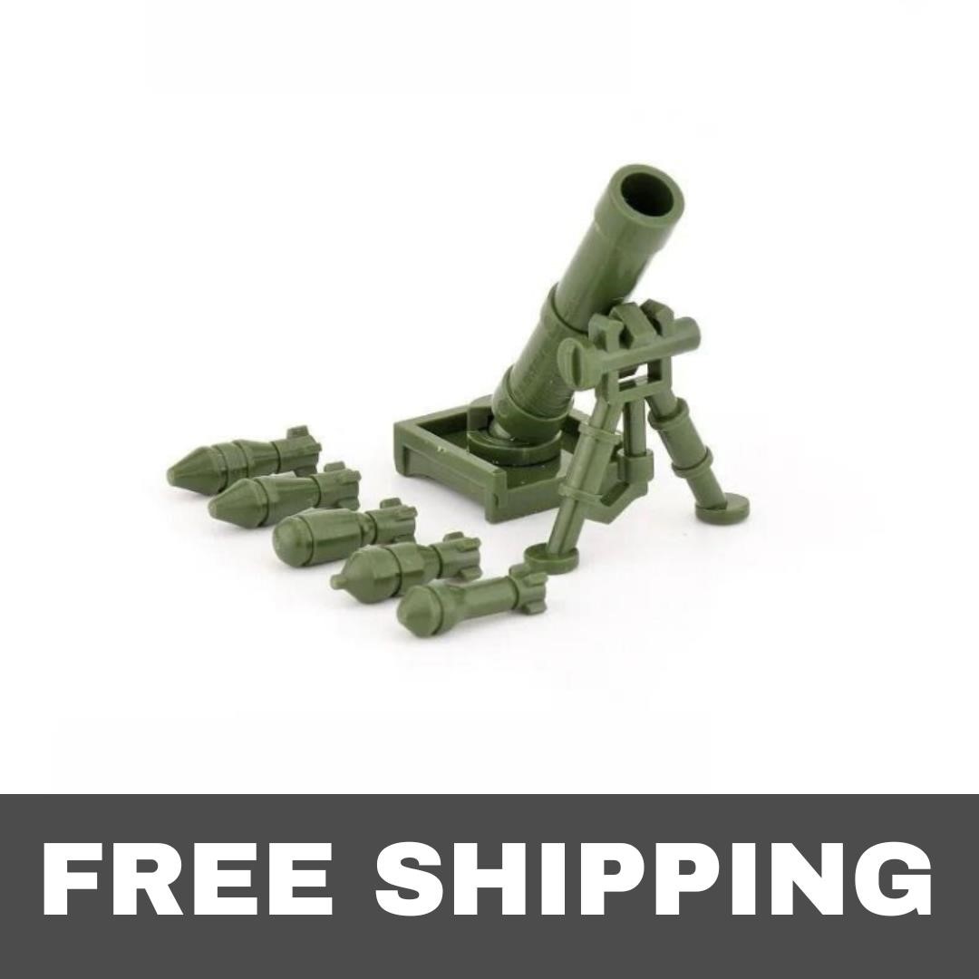NEW MOC WW2 US Military Weapon M2 Mortar Soldier