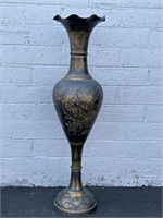 36" Etched Brass Floor Vase - Yes, 3 Feet Tall