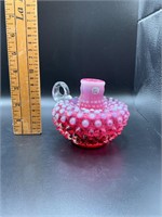 Hobnail Cranberry Fenton Candle Holder