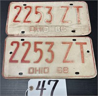 Pair of 1968 Ohio License Plates