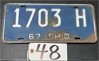 1967 Ohio License Plate