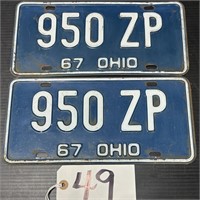 Pair of 1967 Ohio License Plates