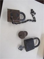 3) Old Padlocks 1) with Key, 1) Mail 1) Sargent