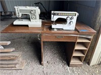 (3 PCS) 2 SEWING MACHINES, 1 IN CABINET