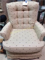 Pair of upholstered rockers. Height of each: 36