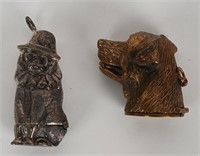 2- DOG FIGURAL MATCH SAFES