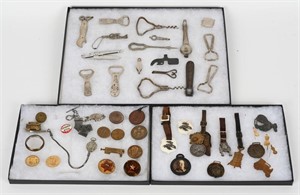LARGE LOT ADVERTISING WATCH FOBS, OPENERS & MORE