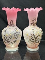 2 Bristol vases 13” Pink